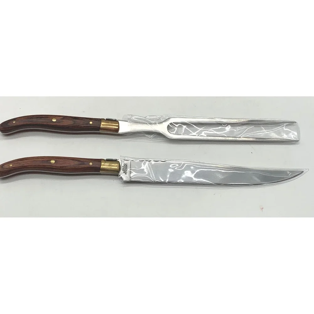 Laguiole Carving Set Unisex OS Brown Wood‎ Handle 440 Stainless Steel Boxed